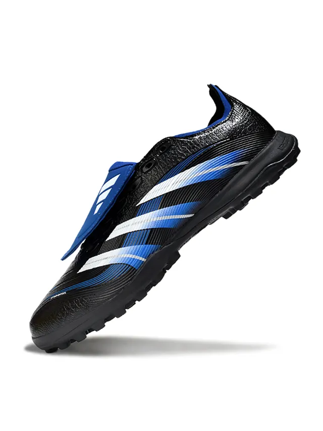 Adidas Predator Negro Azul Sin Cordones Cierre de Correa Upper Sintético Texturizado Césped Artificial Zapatos de Fútbol 6