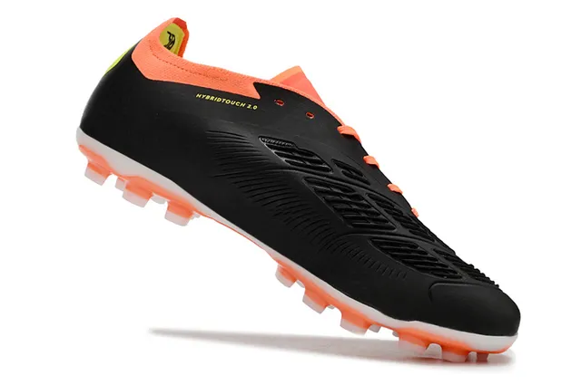 Adidas Predator Preto Laranja Low-Cut Sintético Superior Três Listras Brancas Campo Firme Sapatos de Futebol 2