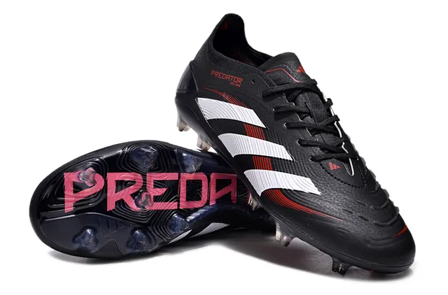 Adidas Predator Black White Red Firm-Ground Chaussures de football 4
