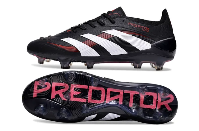 Adidas Predator Black White Red Firm-Ground Chaussures de football 6