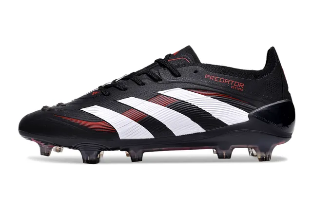 Adidas Predator Black White Red Firm-Ground Chaussures de football 7