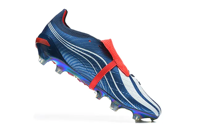 Adidas Predator أزرق أحمر إيريديسينت هولوغرافيك علوية لاسات غير متماثلة حزام أرض صلبة أحذية كرة القدم 3