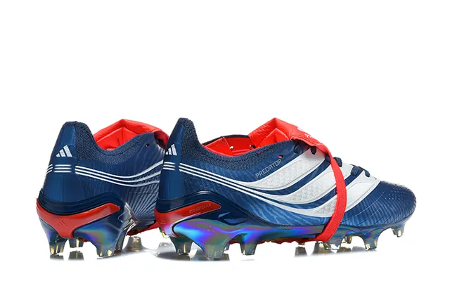 Adidas Predator أزرق أحمر إيريديسينت هولوغرافيك علوية لاسات غير متماثلة حزام أرض صلبة أحذية كرة القدم 5