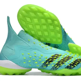 Adidas Predator Freak Turf Turquoise and Neon Green Turf Soccer Shoes