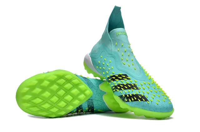 Adidas Predator Freak Turf Turquoise and Neon Green Turf Soccer Shoes 4
