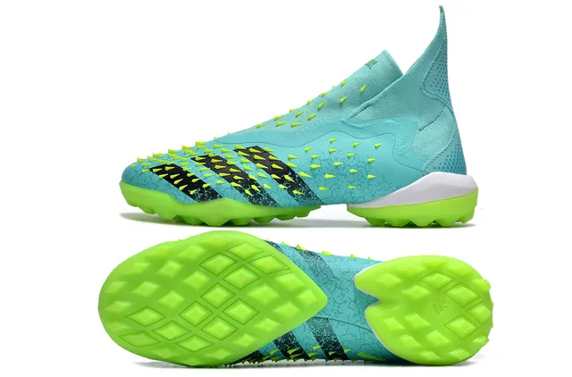 Adidas Predator Freak Turf Turquoise and Neon Green Turf Soccer Shoes 6