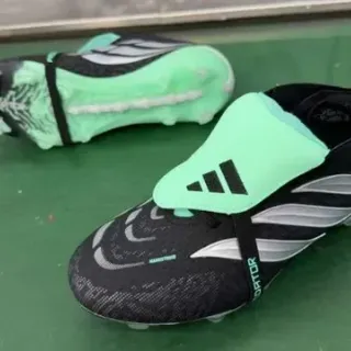 Adidas Predator Laceless أسود وأخضر نعناع أرض صلبة أحذية كرة القدم