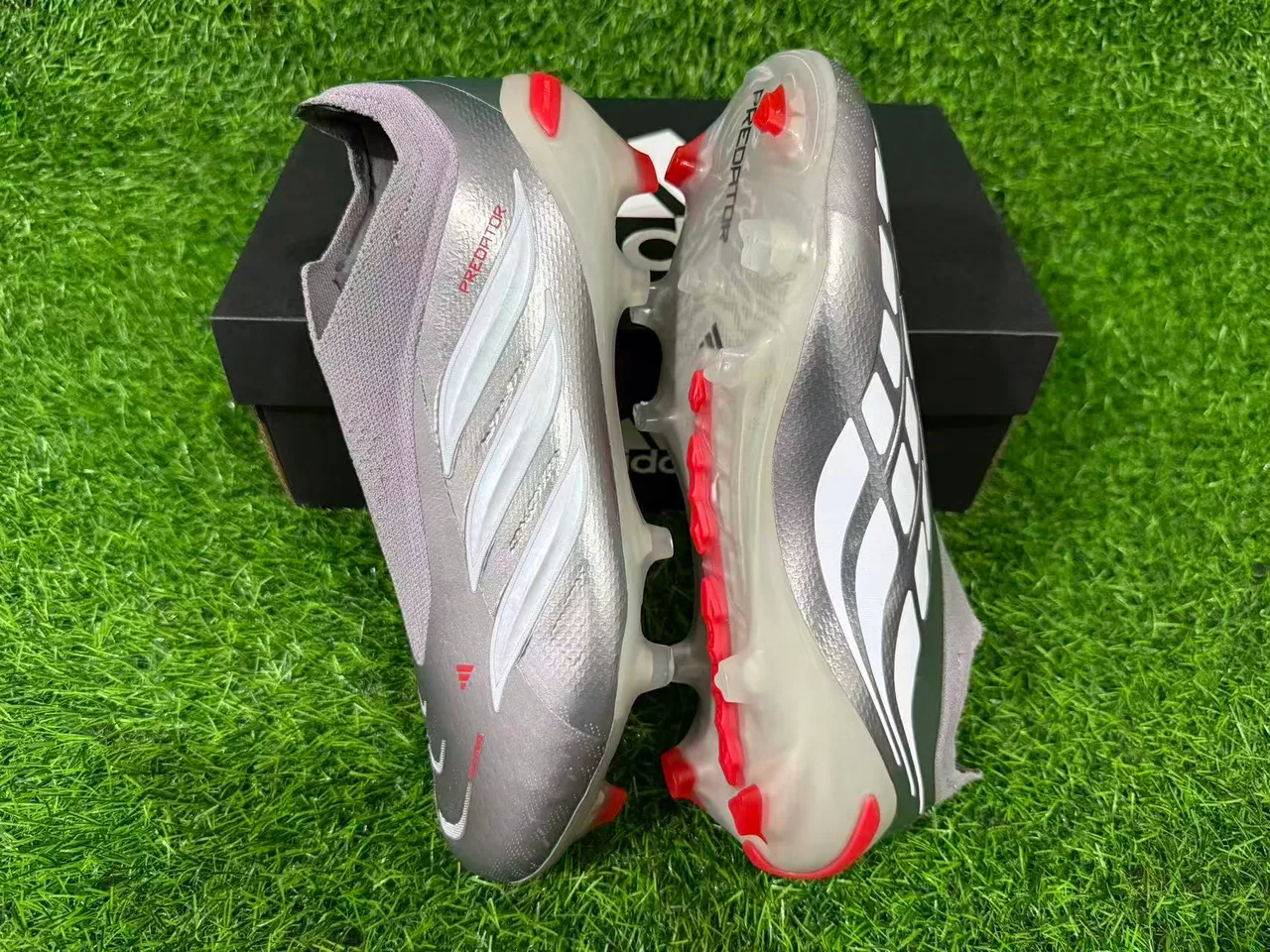 Adidas Predator Argent métallique Orange Firm-Ground Chaussures de football 2