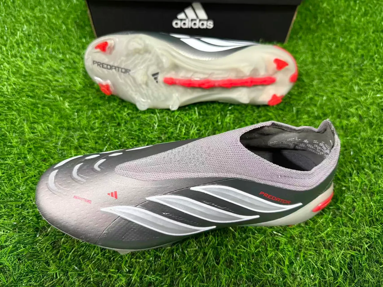 Adidas Predator Argent métallique Orange Firm-Ground Chaussures de football 3