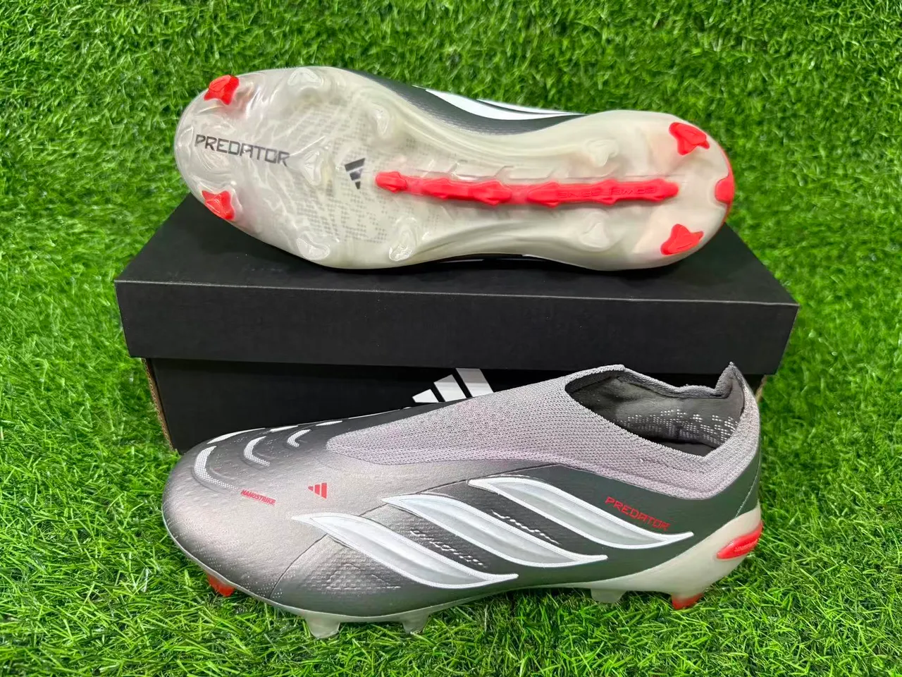 Adidas Predator Argent métallique Orange Firm-Ground Chaussures de football 7