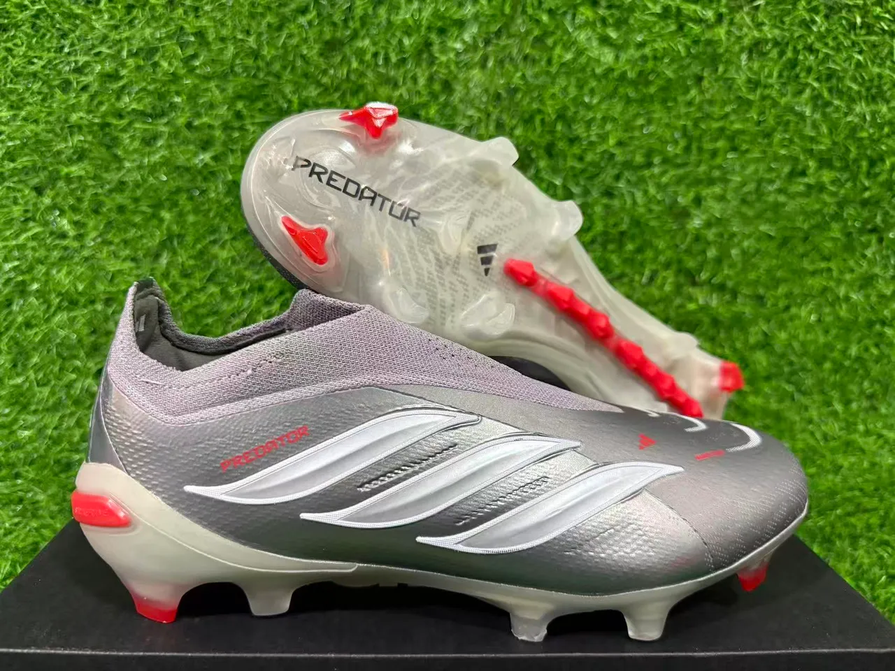Adidas Predator Argent métallique Orange Firm-Ground Chaussures de football 10