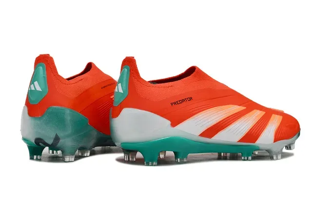 Adidas Predator Orange Blue Sock-Fit Collar Three-Stripe Overlay Firm-Ground Soccer Shoes 5