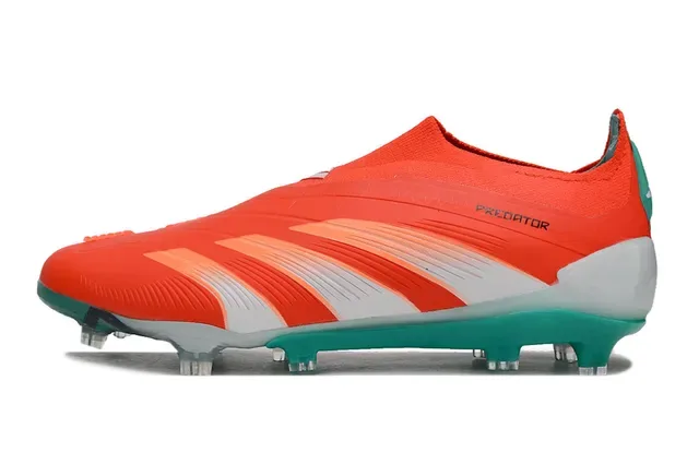 Adidas Predator Orange Blue Sock-Fit Collar Three-Stripe Overlay Firm-Ground Soccer Shoes 6