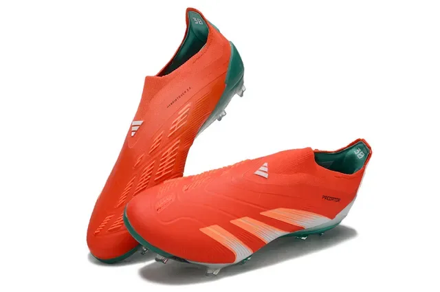 Adidas Predator Orange Blue Sock-Fit Collar Three-Stripe Overlay Firm-Ground Soccer Shoes 7