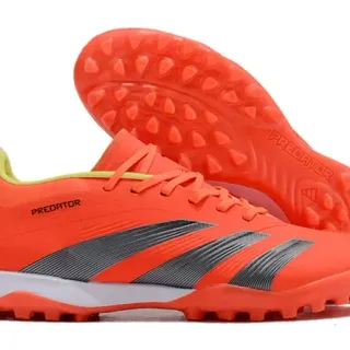 Adidas Predator Laranja Cinza Baixo Corte Superior Sintético Superposição Texturizada de Três Listras Sapatos de Futebol para Grama