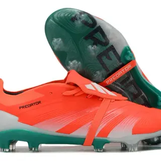 Adidas Predator Chaussures de football orange vert sans lacets fermeture à sangle tige synthétique texturée ground ferme