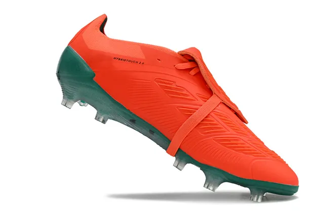 Adidas Predator Chaussures de football orange vert sans lacets fermeture à sangle tige synthétique texturée ground ferme 2