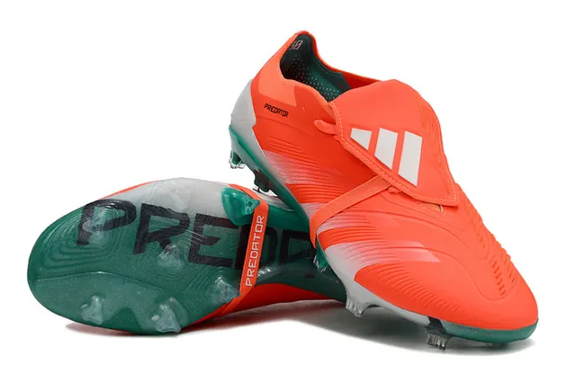 Adidas Predator Chaussures de football orange vert sans lacets fermeture à sangle tige synthétique texturée ground ferme 4