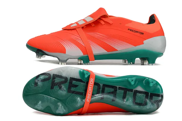 Adidas Predator Chaussures de football orange vert sans lacets fermeture à sangle tige synthétique texturée ground ferme 6