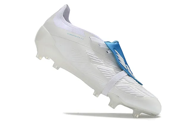 Adidas Predator Sapatos de futebol branco e azul Firm-Ground 2