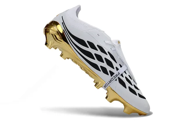 Adidas Predator White and Metallic Gold Firm-Ground Soccer Shoes 2