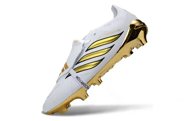 Adidas Predator White and Metallic Gold Firm-Ground Soccer Shoes 3