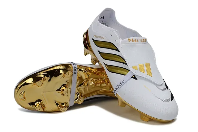 Adidas Predator White and Metallic Gold Firm-Ground Soccer Shoes 4
