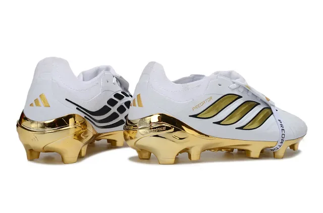 Adidas Predator White and Metallic Gold Firm-Ground Soccer Shoes 5
