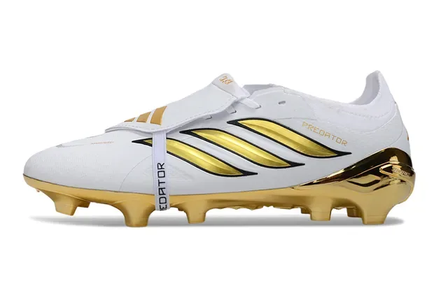 Adidas Predator White and Metallic Gold Firm-Ground Soccer Shoes 7