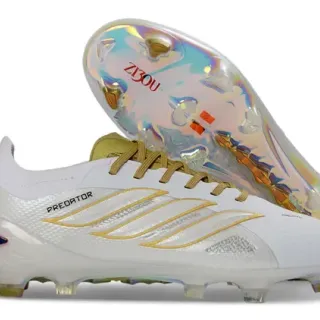 Adidas Predator أحذية كرة القدم Firm-Ground أبيض ذهبي هولوغرافيك
