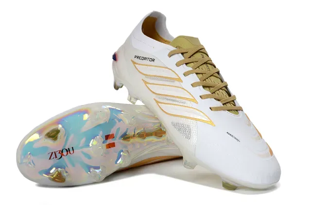 Adidas Predator White Gold Holographic Firm-Ground Soccer Shoes 4