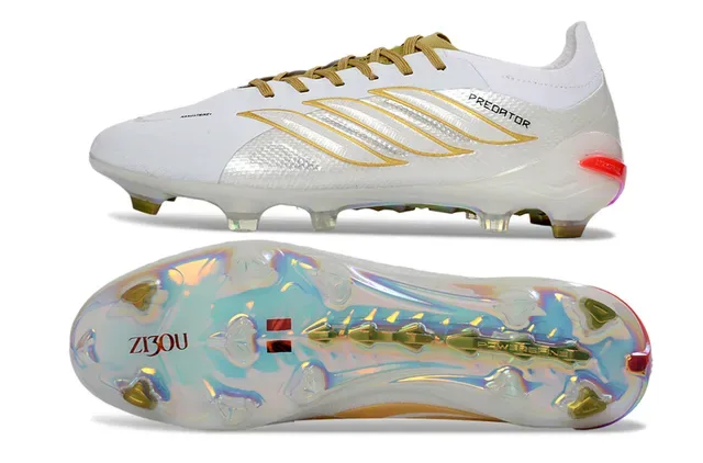 Adidas Predator White Gold Holographic Firm-Ground Soccer Shoes 6