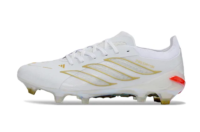 Adidas Predator Blanc Or Bas Lacets Iridescent Plaque de semelle Terrain Ferme Chaussures de Football 7