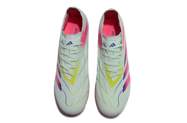 Adidas Predator Blanc Rose Bas Talon Lacets Rayures Dégradées Superposition Terrain Ferme Chaussures de Football 2
