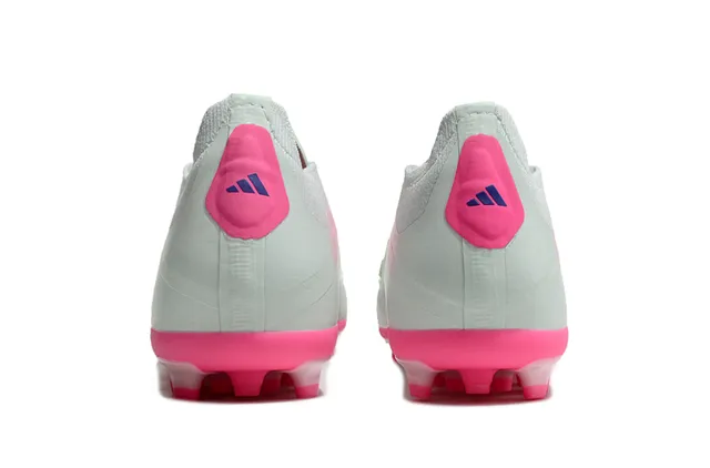 Adidas Predator Blanc Rose Bas Talon Lacets Rayures Dégradées Superposition Terrain Ferme Chaussures de Football 4