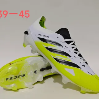Adidas Predator 黄色黑色霓虹荧光鞋面 条纹覆盖 硬地足球鞋