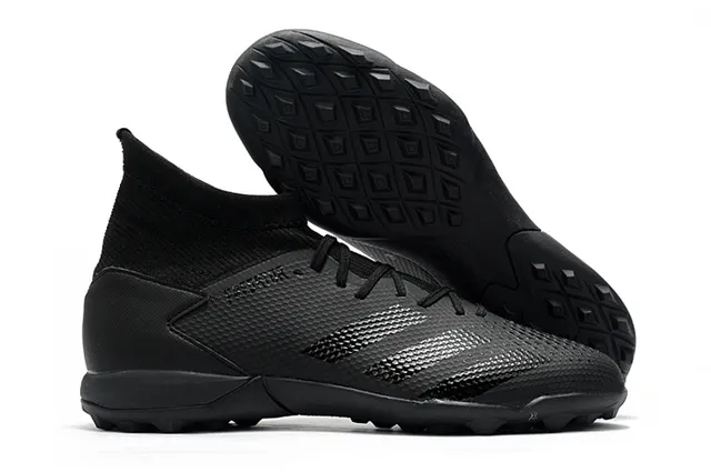 Adidas Vermelho Preto Alto Corte Colar Ajuste de Meia Sistema de Cadarço Assimétrico Gramado Sapatos de Futebol 3