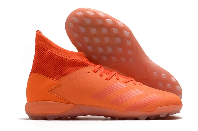 Adidas Vermelho Preto Alto Corte Colar Ajuste de Meia Sistema de Cadarço Assimétrico Gramado Sapatos de Futebol 5
