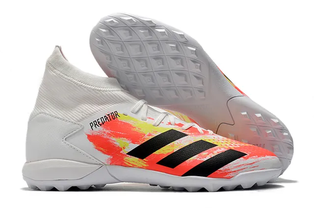 Adidas Vermelho Preto Alto Corte Colar Ajuste de Meia Sistema de Cadarço Assimétrico Gramado Sapatos de Futebol 10