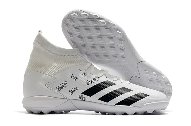 Adidas Vermelho Preto Alto Corte Colar Ajuste de Meia Sistema de Cadarço Assimétrico Gramado Sapatos de Futebol 13