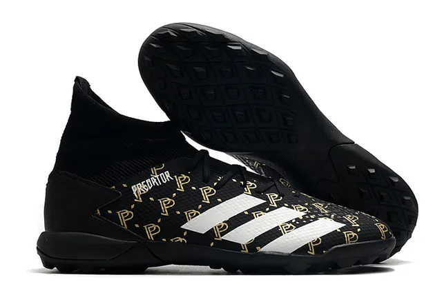 Adidas Vermelho Preto Alto Corte Colar Ajuste de Meia Sistema de Cadarço Assimétrico Gramado Sapatos de Futebol 15