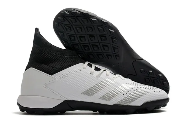 Adidas Vermelho Preto Alto Corte Colar Ajuste de Meia Sistema de Cadarço Assimétrico Gramado Sapatos de Futebol 18