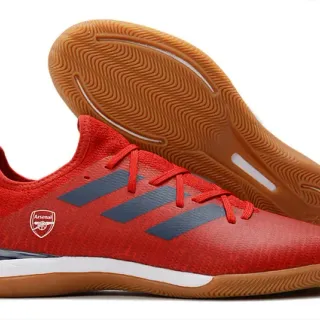 Adidas Red Navy Knit Upper Three-Stripe Side Panel Indoor Soccer Shoes