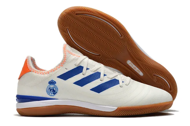 Adidas Red Navy Knit Upper Three-Stripe Side Panel Indoor Soccer Shoes 4
