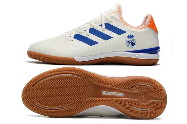 Adidas Red Navy Knit Upper Three-Stripe Side Panel Indoor Soccer Shoes 5