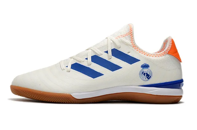 Adidas Red Navy Knit Upper Three-Stripe Side Panel Indoor Soccer Shoes 8