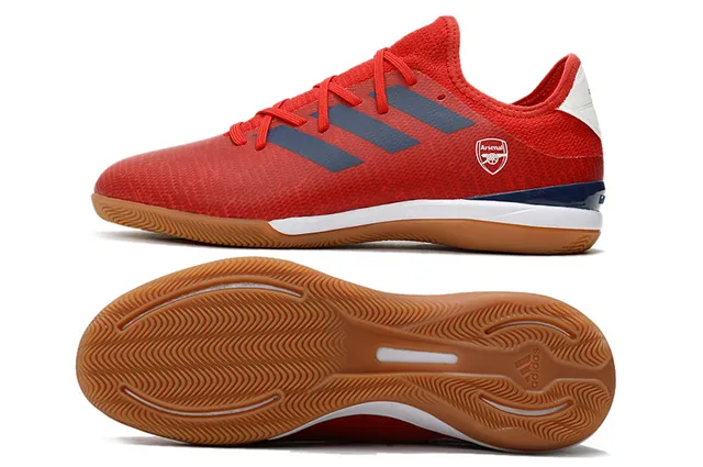 Adidas Red Navy Knit Upper Three-Stripe Side Panel Indoor Soccer Shoes 23