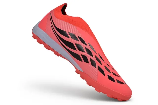 Adidas Chaussures de Football Turf Rouge Argent Basse Tige Synthétique Texturée Col de Chaussette 11