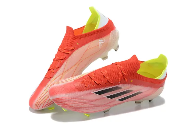 Adidas Red Yellow Low-Cut Knit Upper Translucent Sole Firm-Ground Soccer Shoes 2