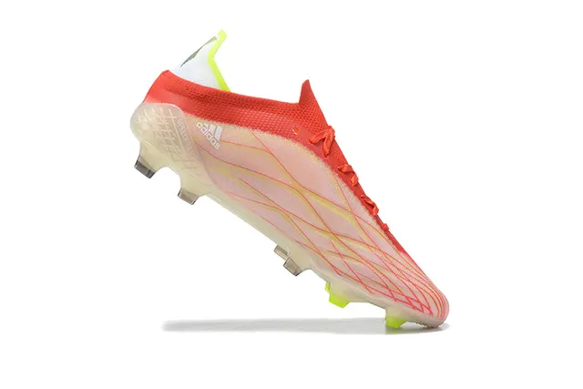 Adidas Red Yellow Low-Cut Knit Upper Translucent Sole Firm-Ground Soccer Shoes 3